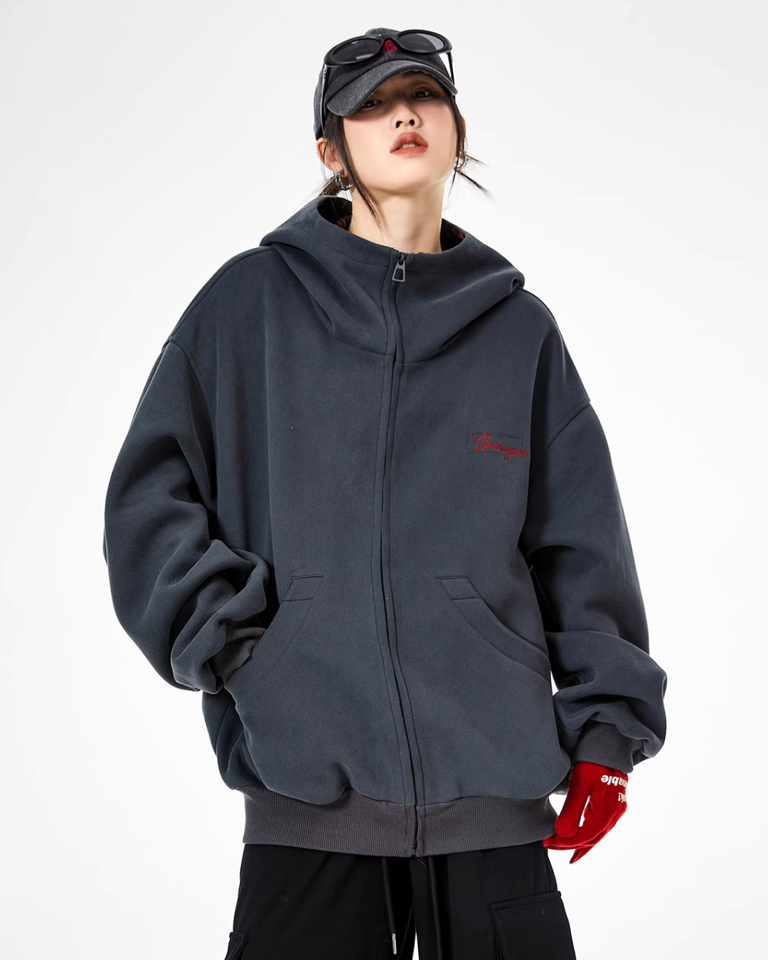 Retro Plaid Stitched Zip Hoodie ICM0069