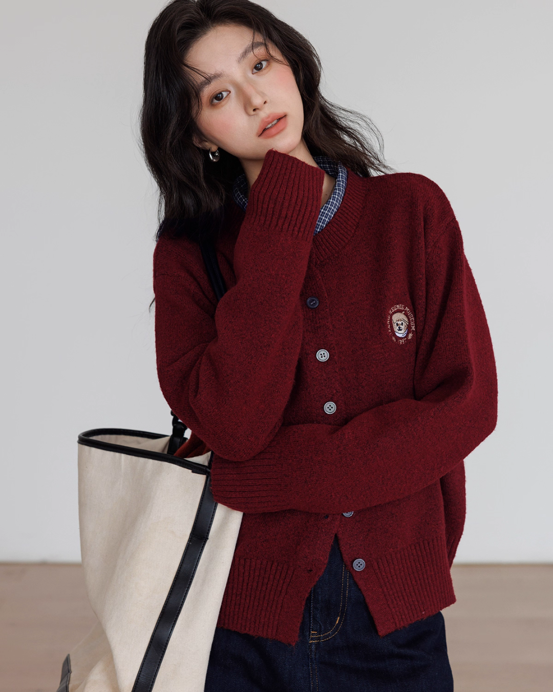 Round Neck Long Sleeve Knit Cardigan VAS0139