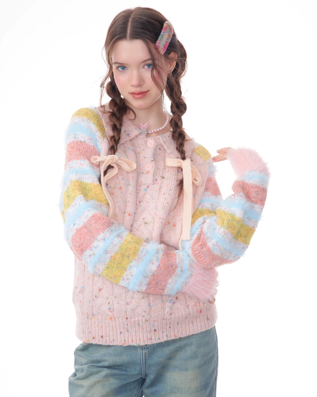 Border Polo Knit Tops ZZF0343