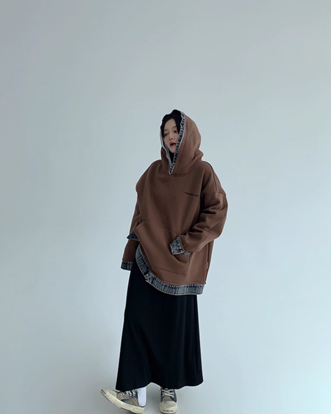 Layered-Style Sweatshirt Hoodie YLS0954