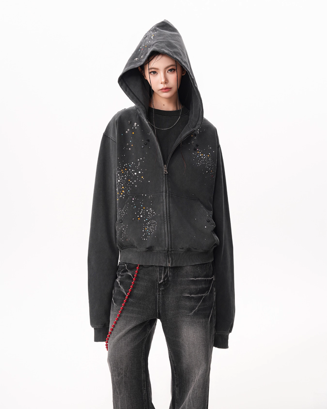 Vintage Sequin Zip Hoodie BWA0001