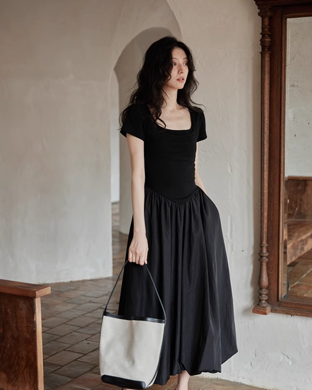 Square Neck Balloon Dress SMS0004