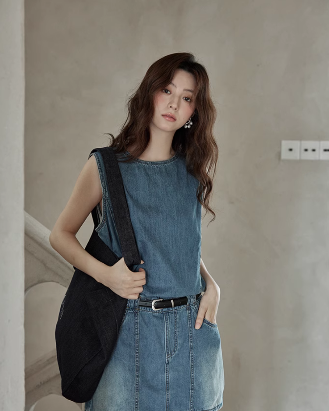 Sleeveless Denim Mini Dress SMS0016