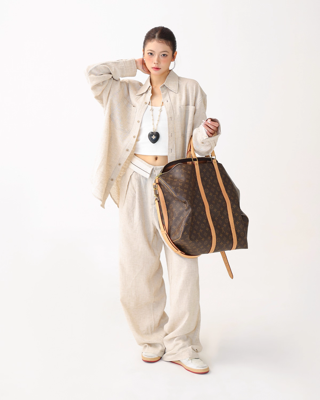 Relax Linen Long Sleeve Shirt / Wide Leg Pants ACS0287