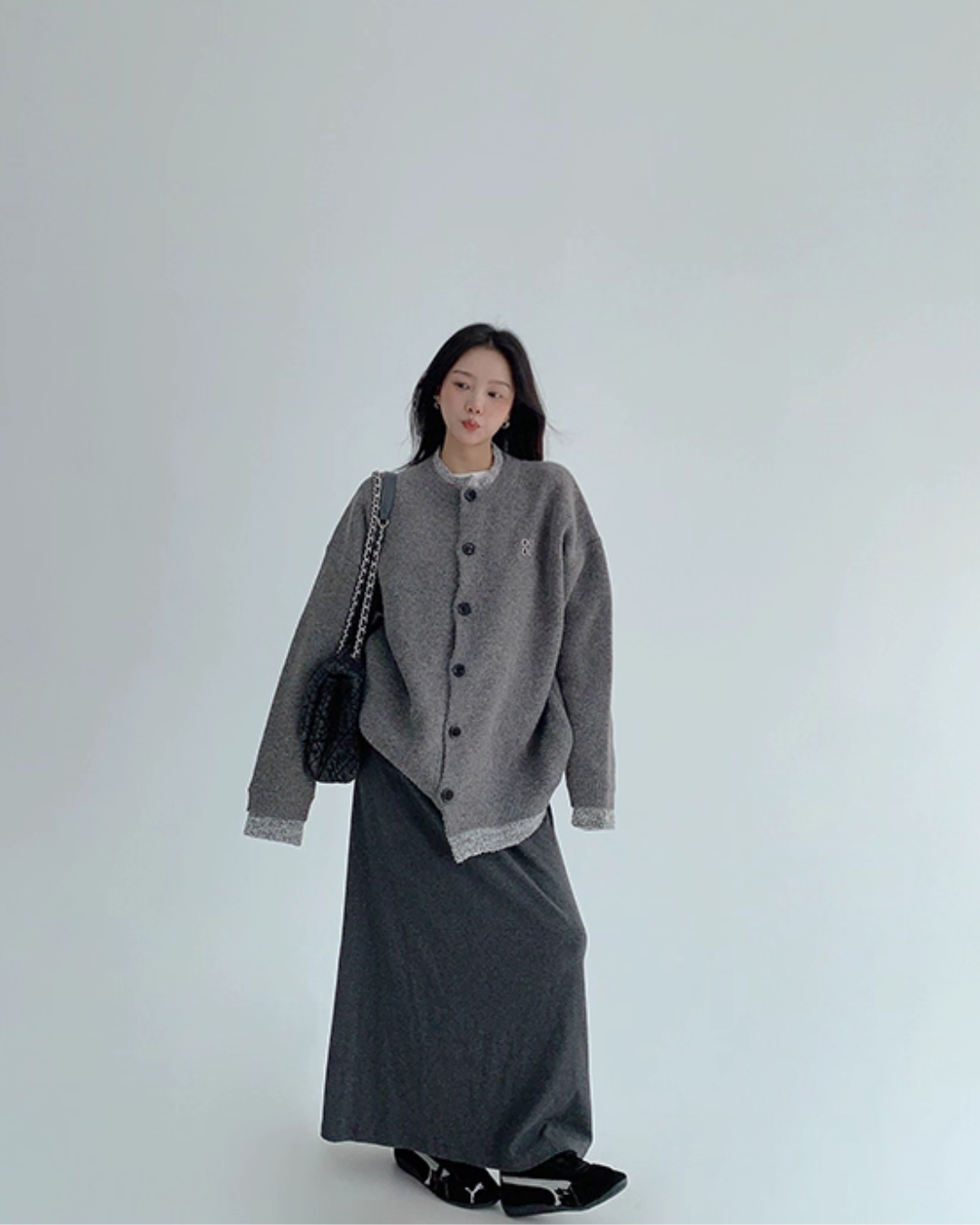 Layered Style Round Neck Knit Cardigan YLS0989