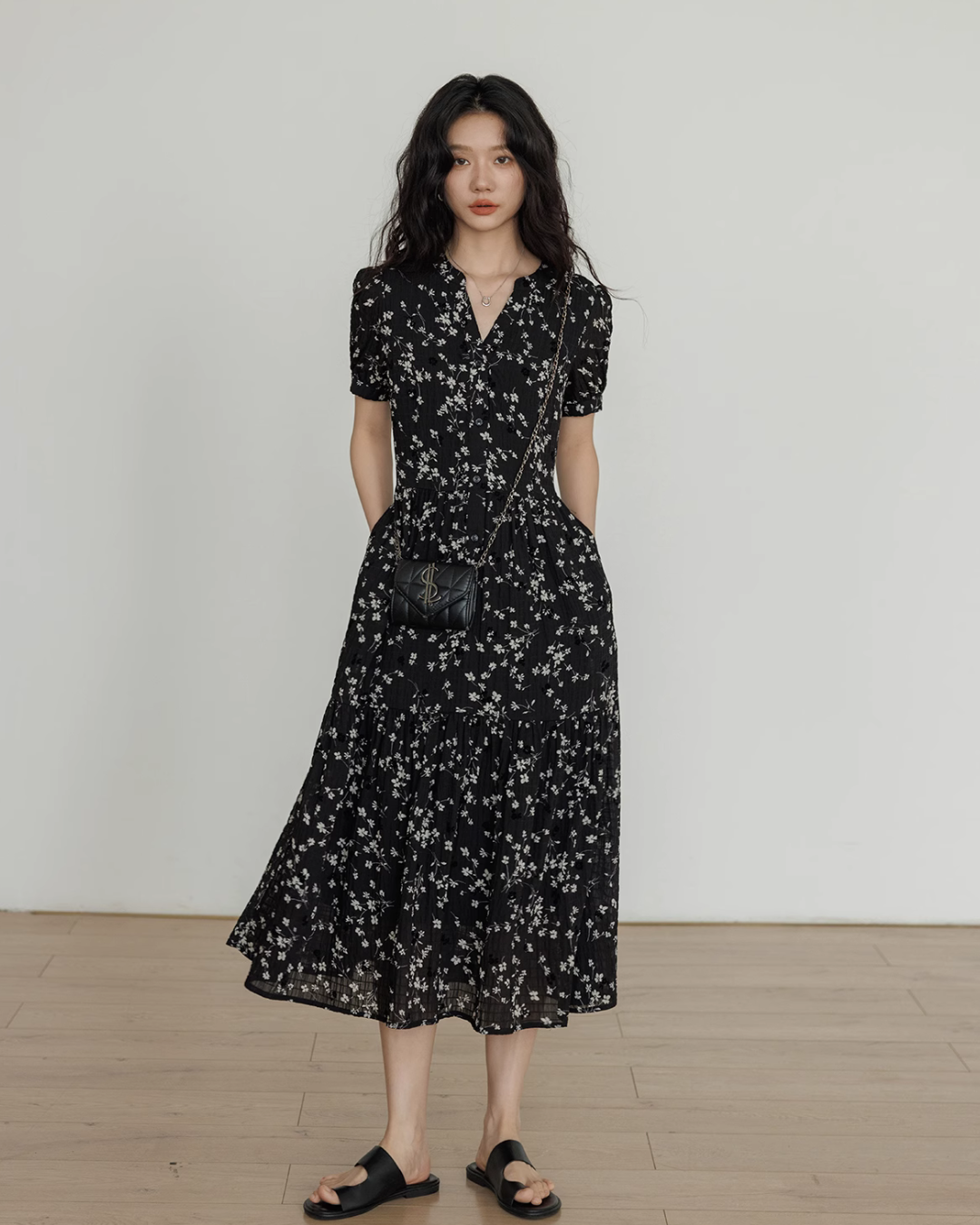 V-Neck Small Floral Dress VAS0078