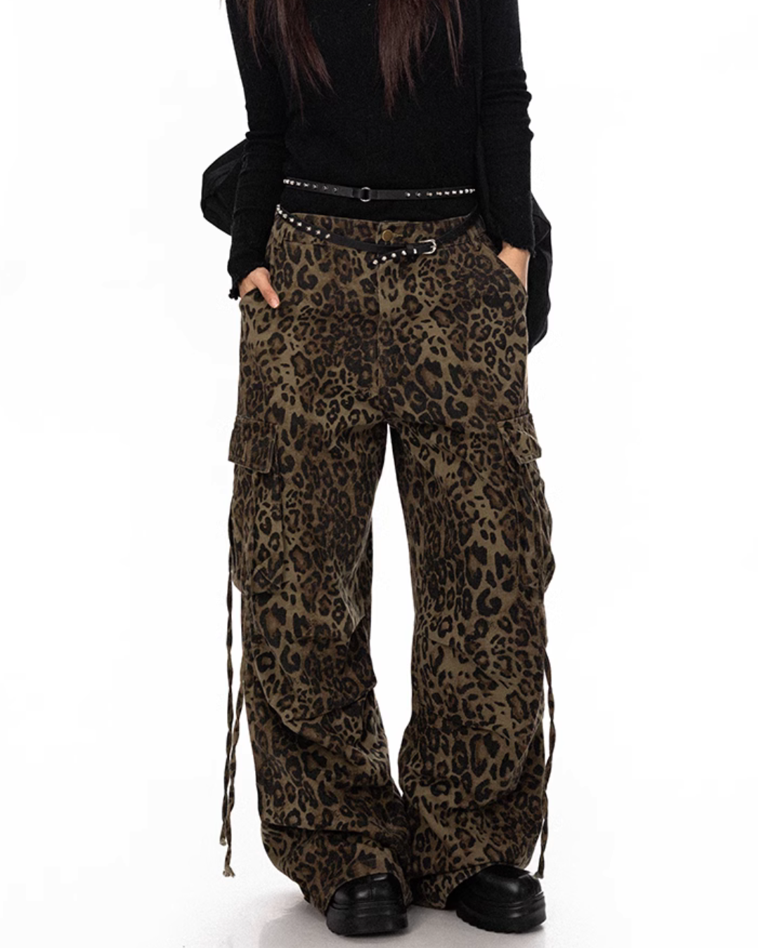 Leopard Wide Cargo Pants BLB0030