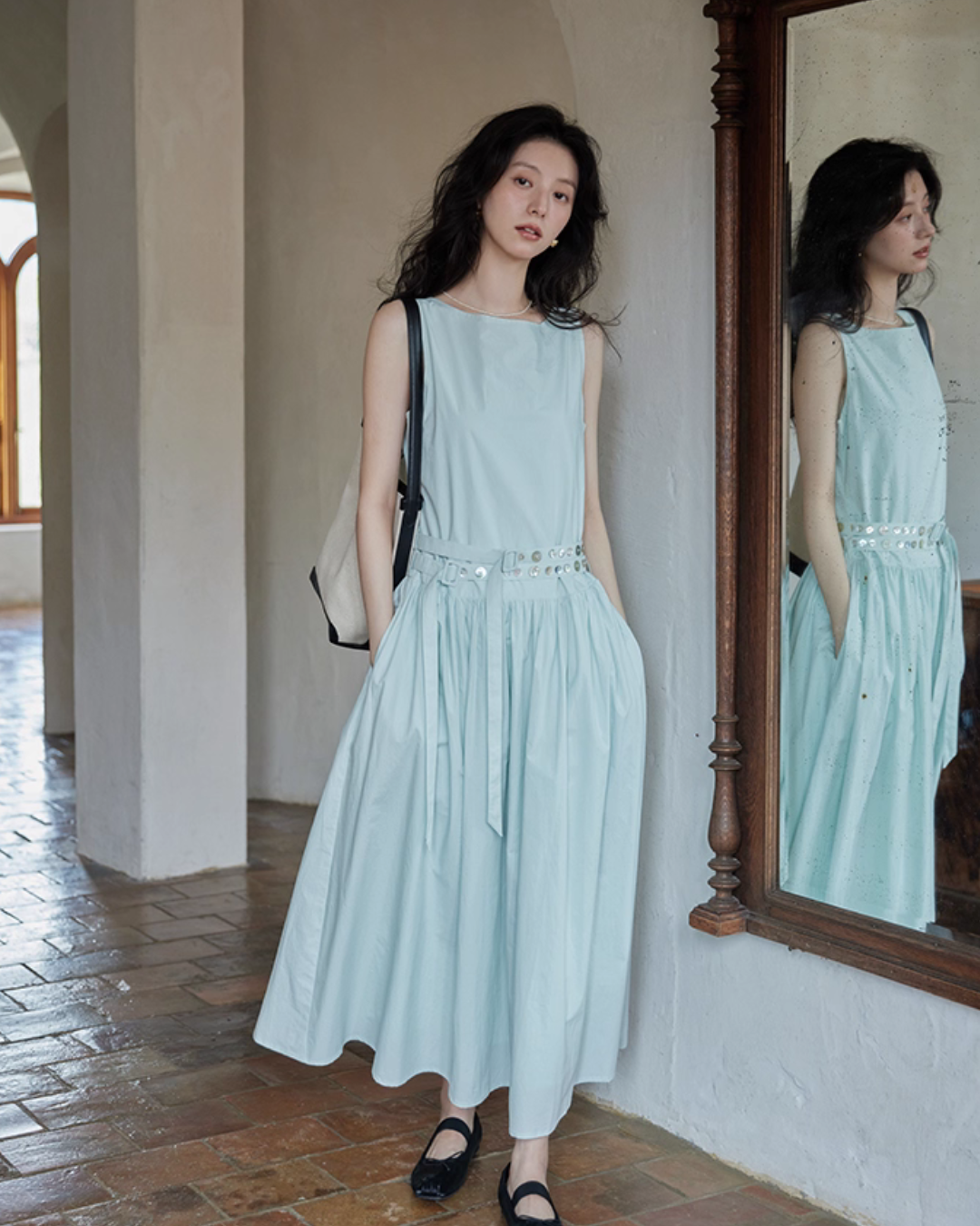 Two Stripe Belt Pastel Dress SMS0014