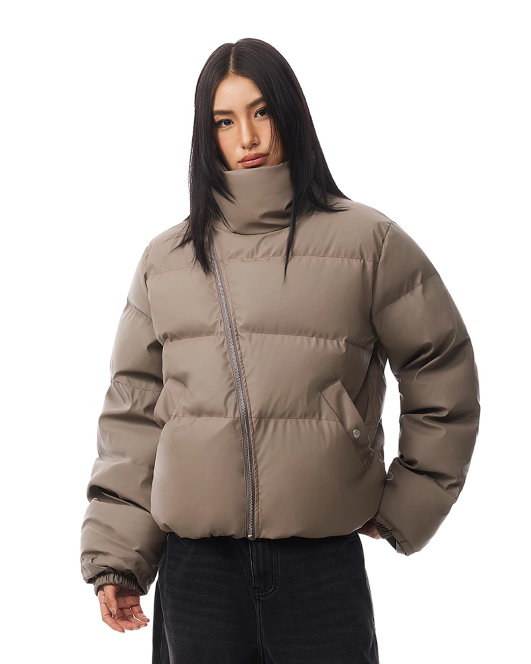 Zipper Stand Collar Short Down Jacket FDR0011