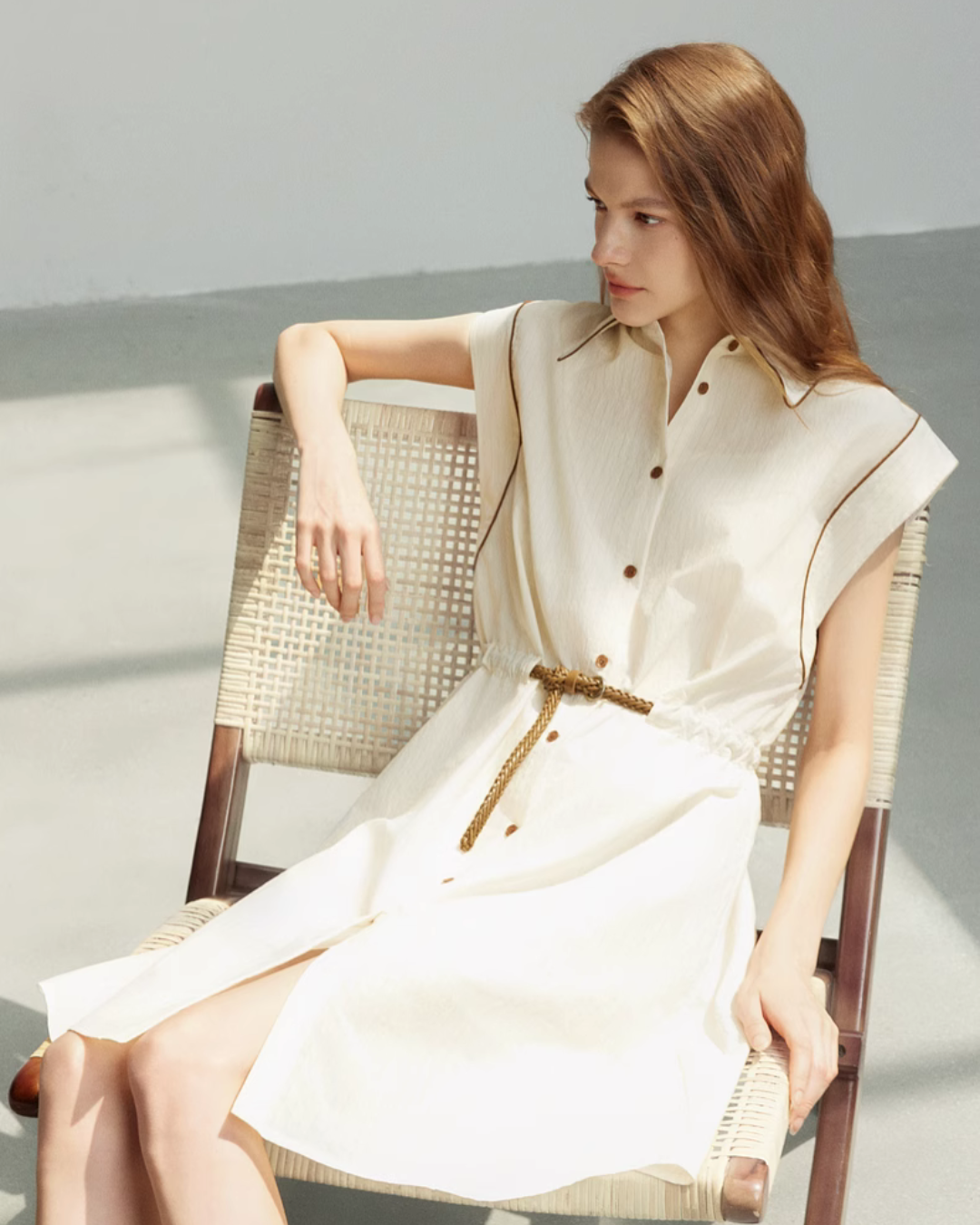 Sleeveless Belt Dress ELE0009