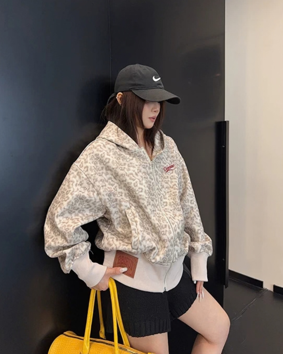Leopard Print Zip Hoodie YLS1048