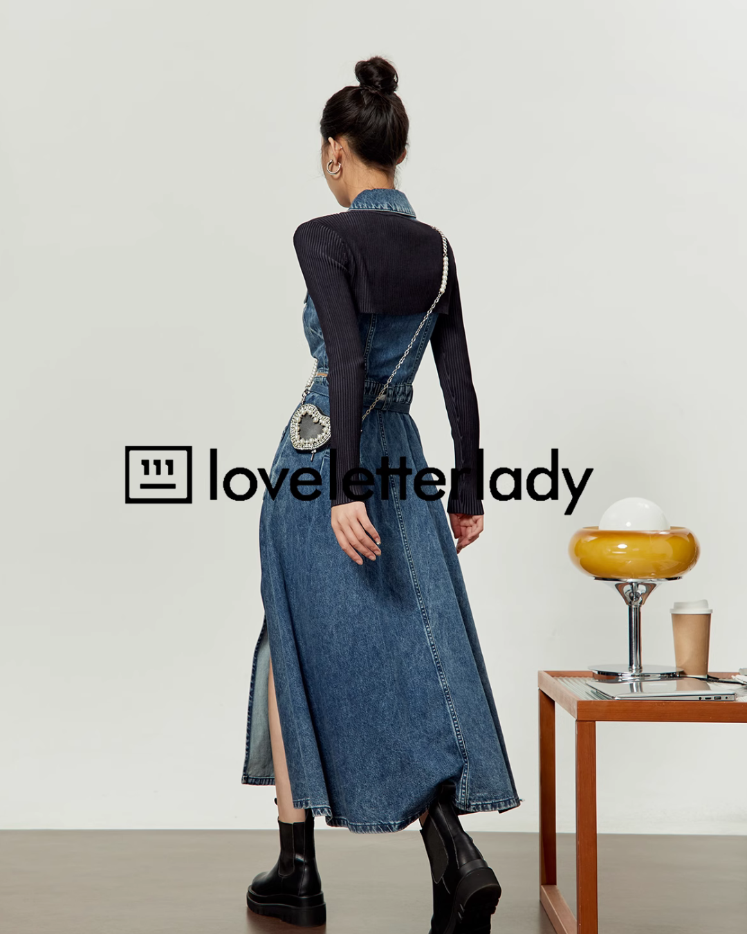 Vintage Denim Slit Long Dress LLA0073