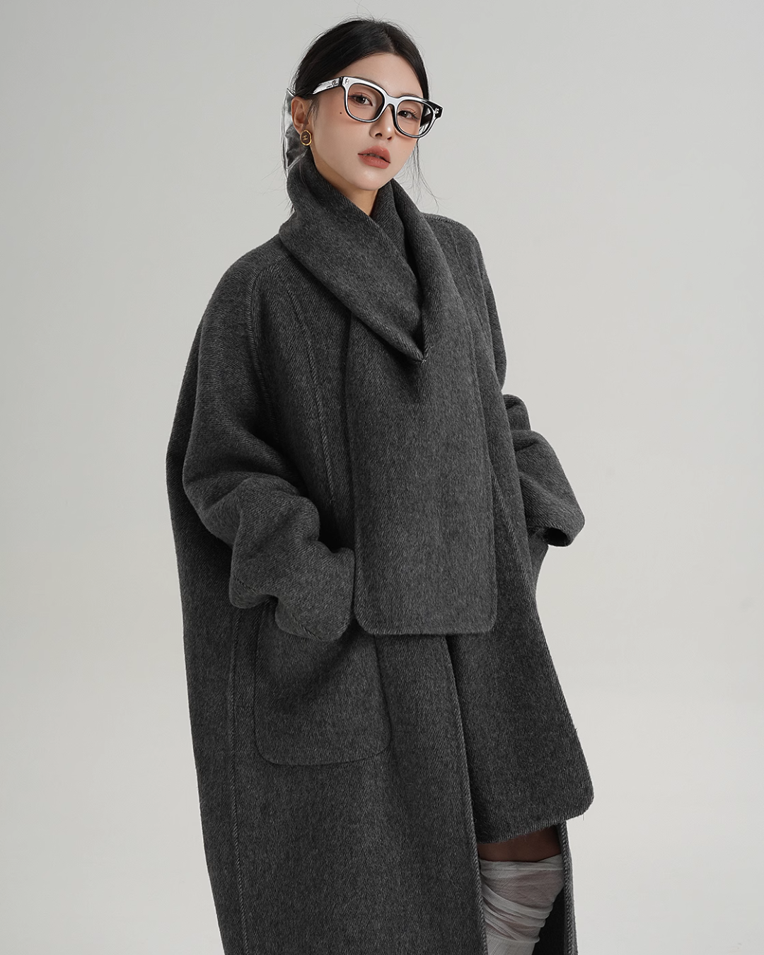 Collarless Long Coat SRS0314