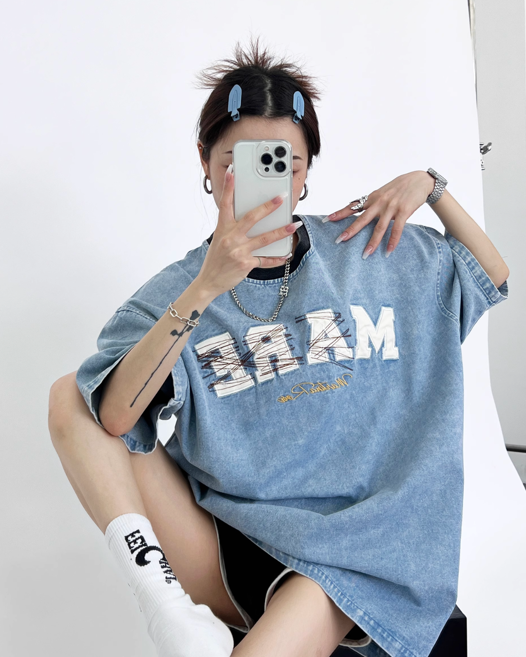 Big Logo Denim T-Shirt YLS0205