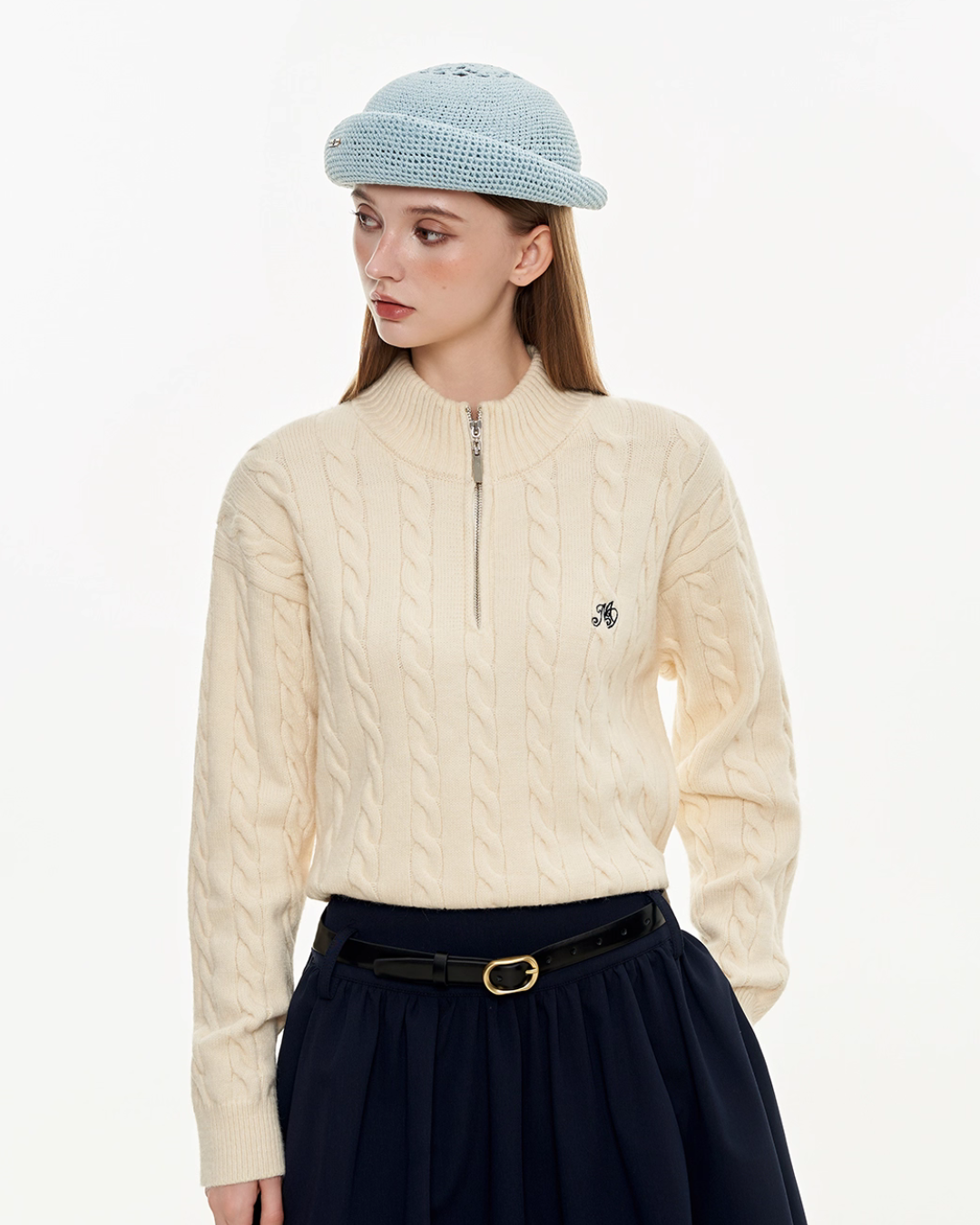 Half Zip Cable Knit MDB0010