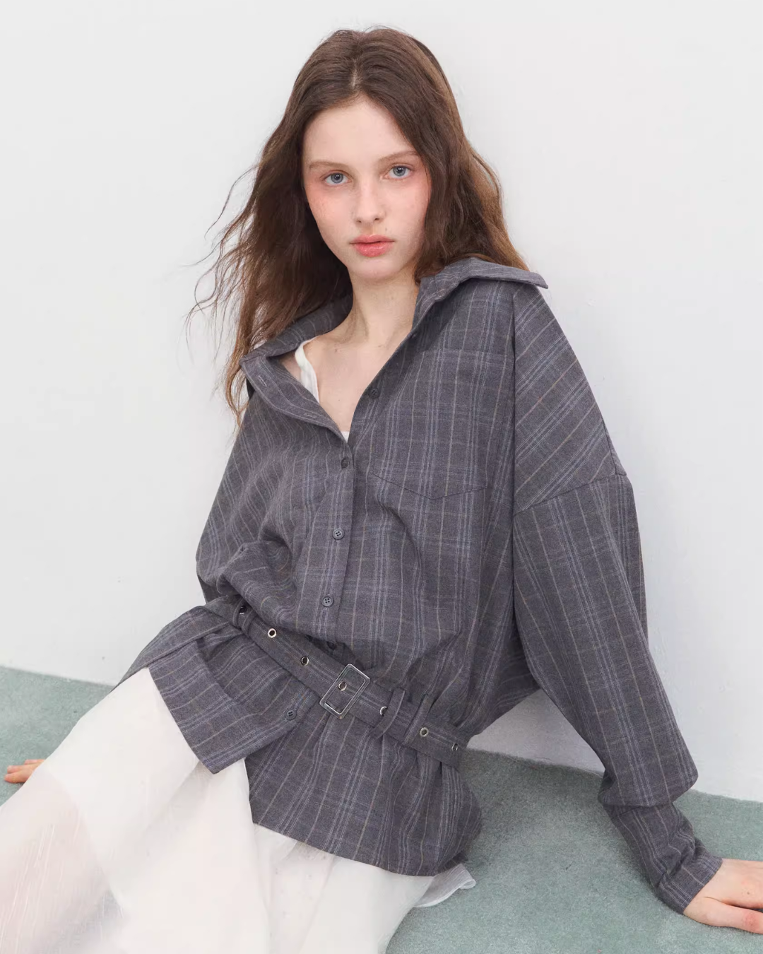 Belt Long-Sleeve Loose Shirt SPY0027