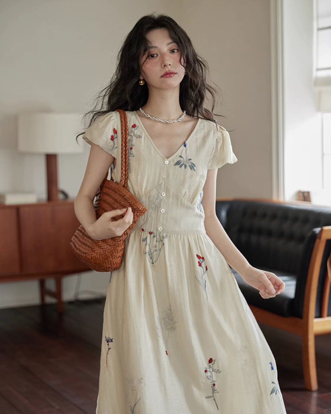 V-Neck Floral Flare Dress SMS0005
