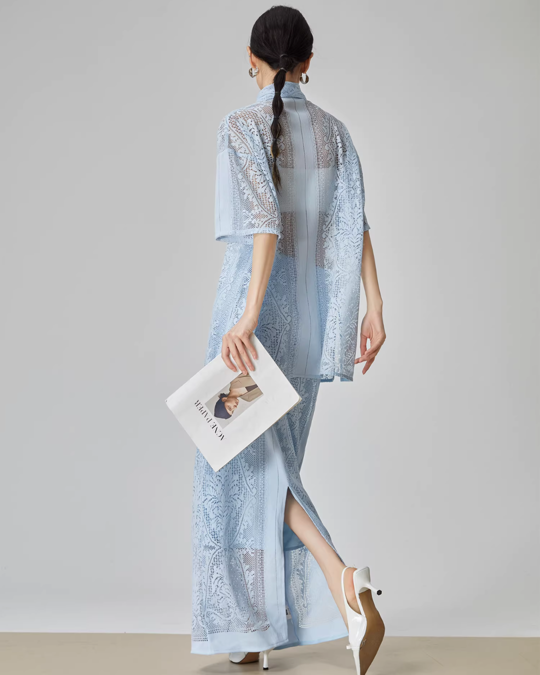 Panel Lace Color Shirt / Ornament Panel Lace Skirt FER0107