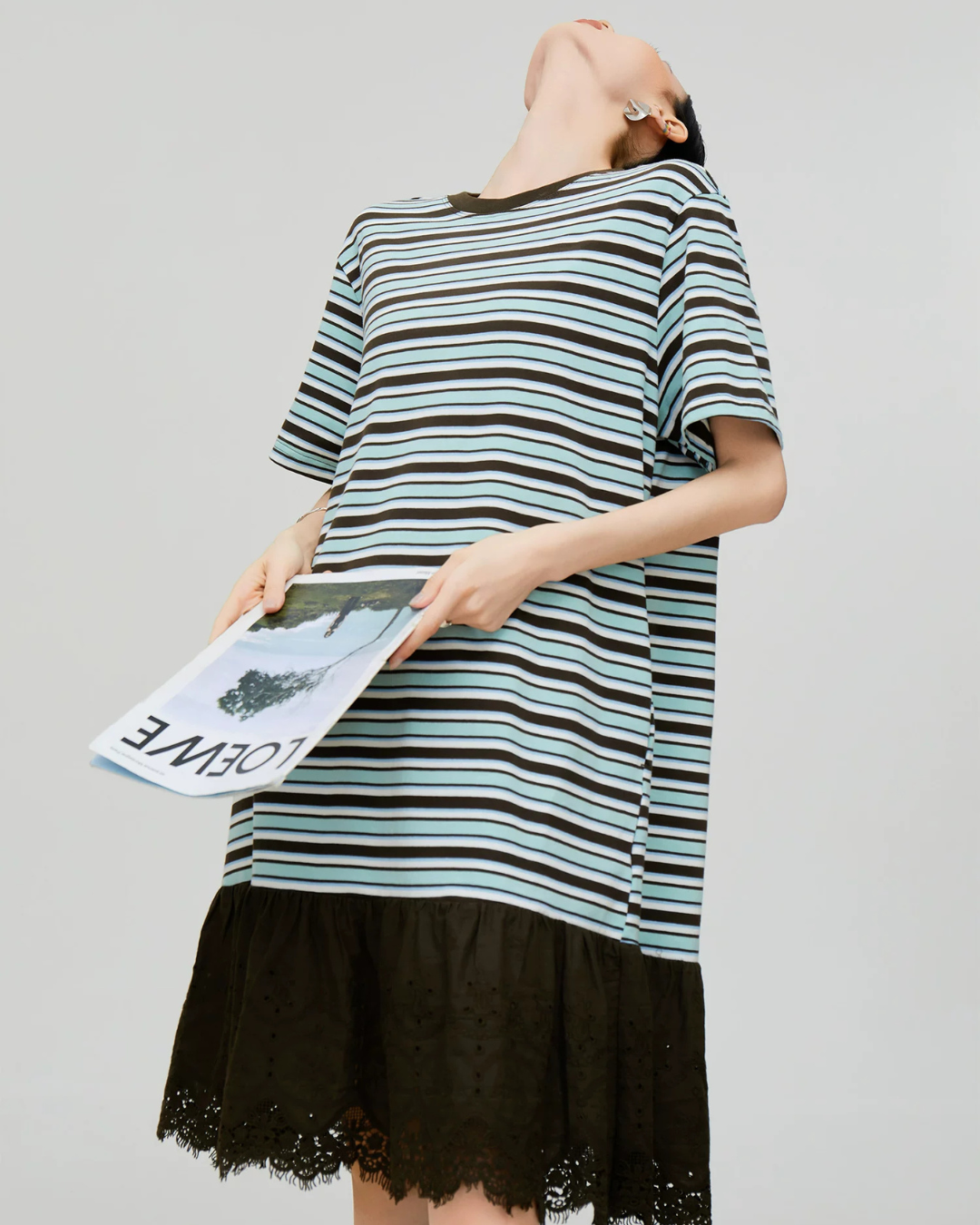 Mixed Material Casual Dress FER0337