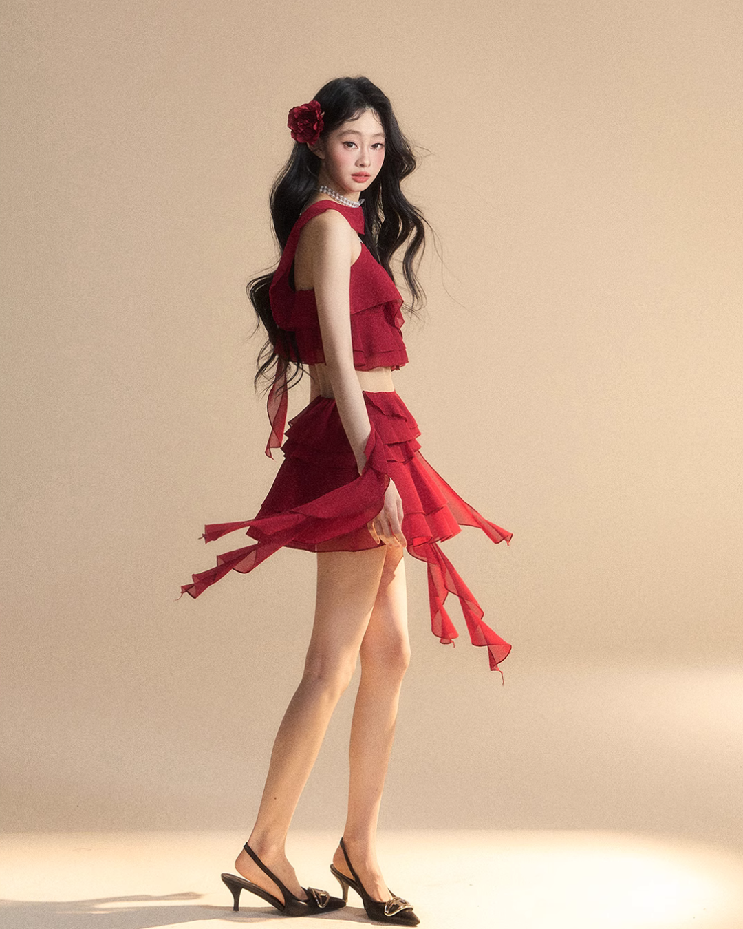 Chiffon Ruffle Tops / Chiffon Skirts LAS0019