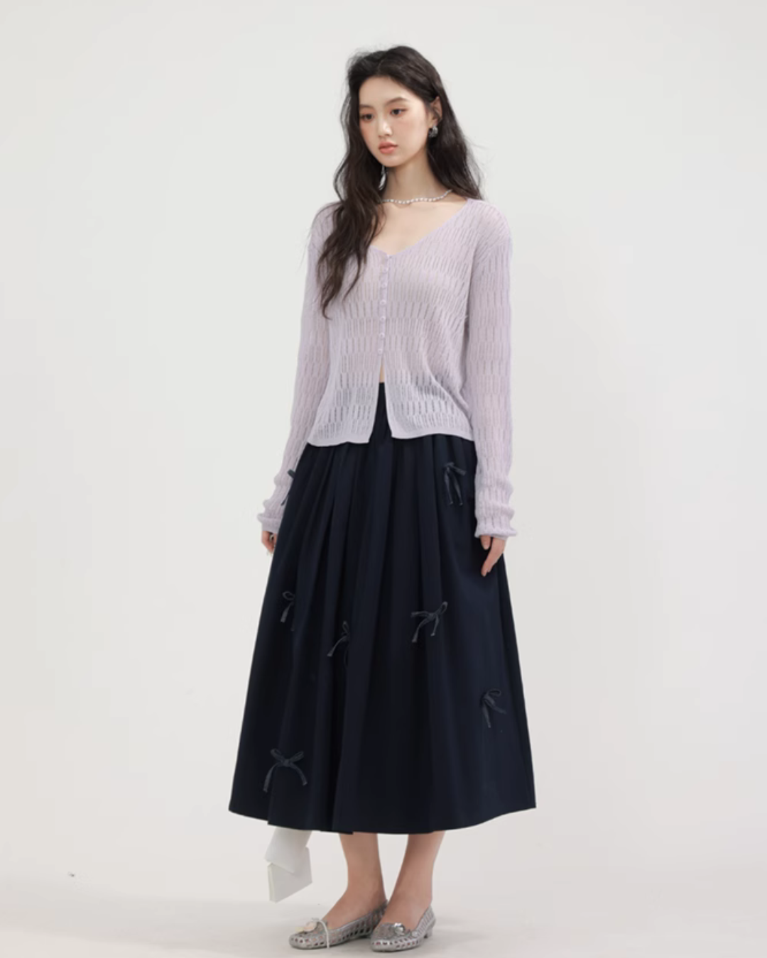V-neck summer knit cardigan CHS0004