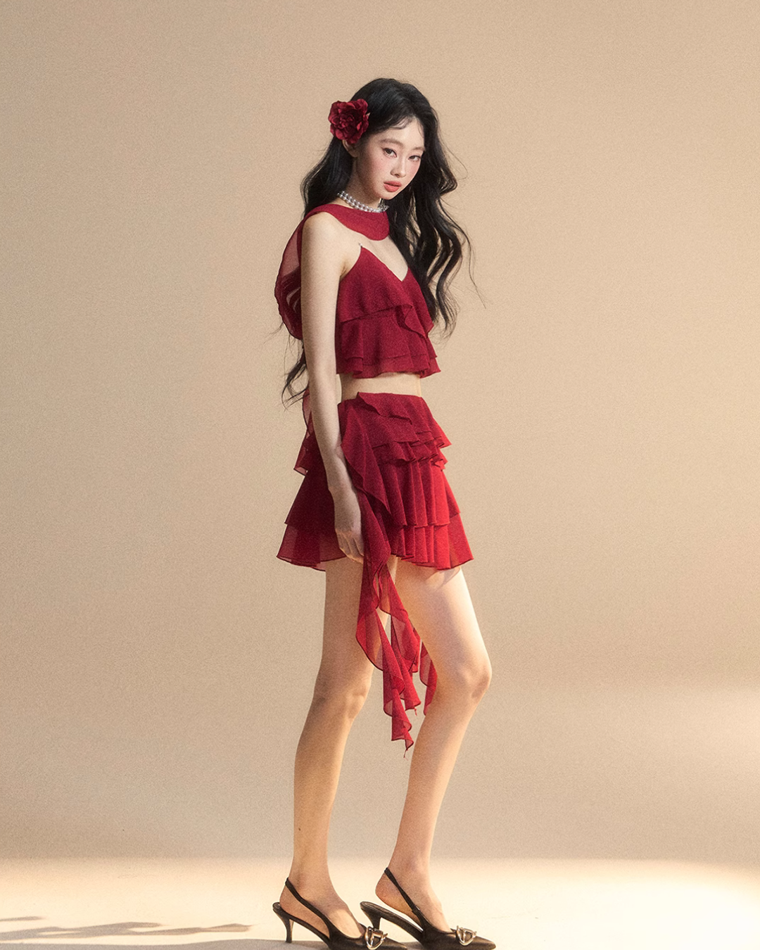 Chiffon Ruffle Tops / Chiffon Skirts LAS0019