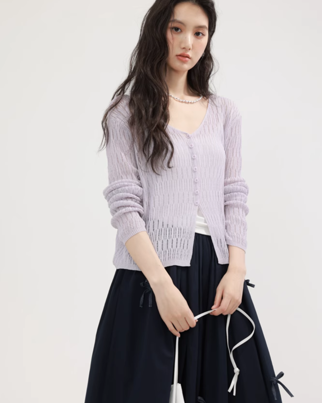 V-neck summer knit cardigan CHS0004