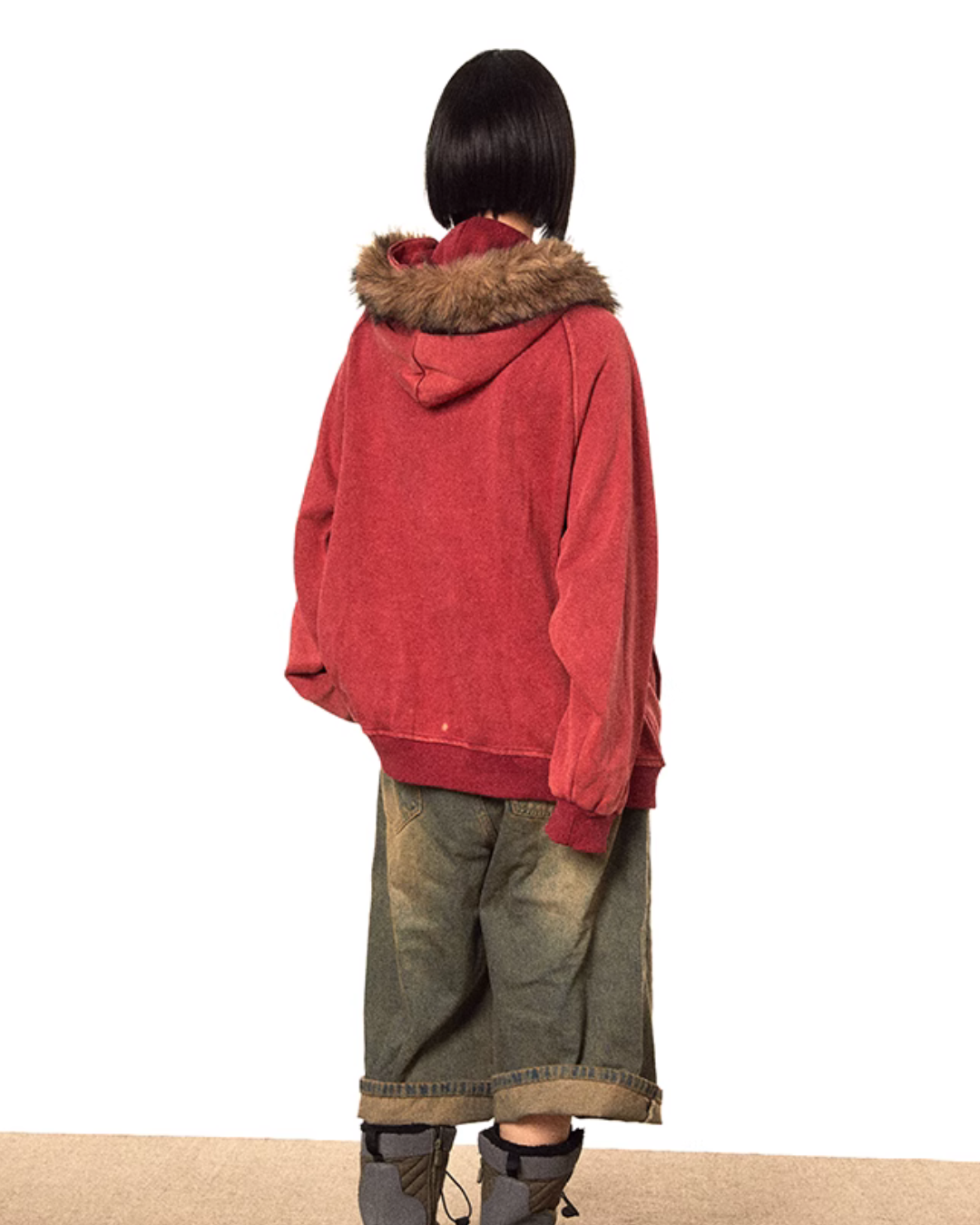 Fur Hood Zip-Up Hoodie BLB0007
