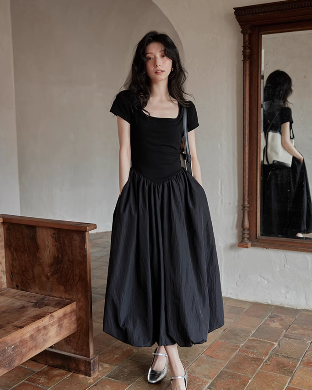 Square Neck Balloon Dress SMS0004