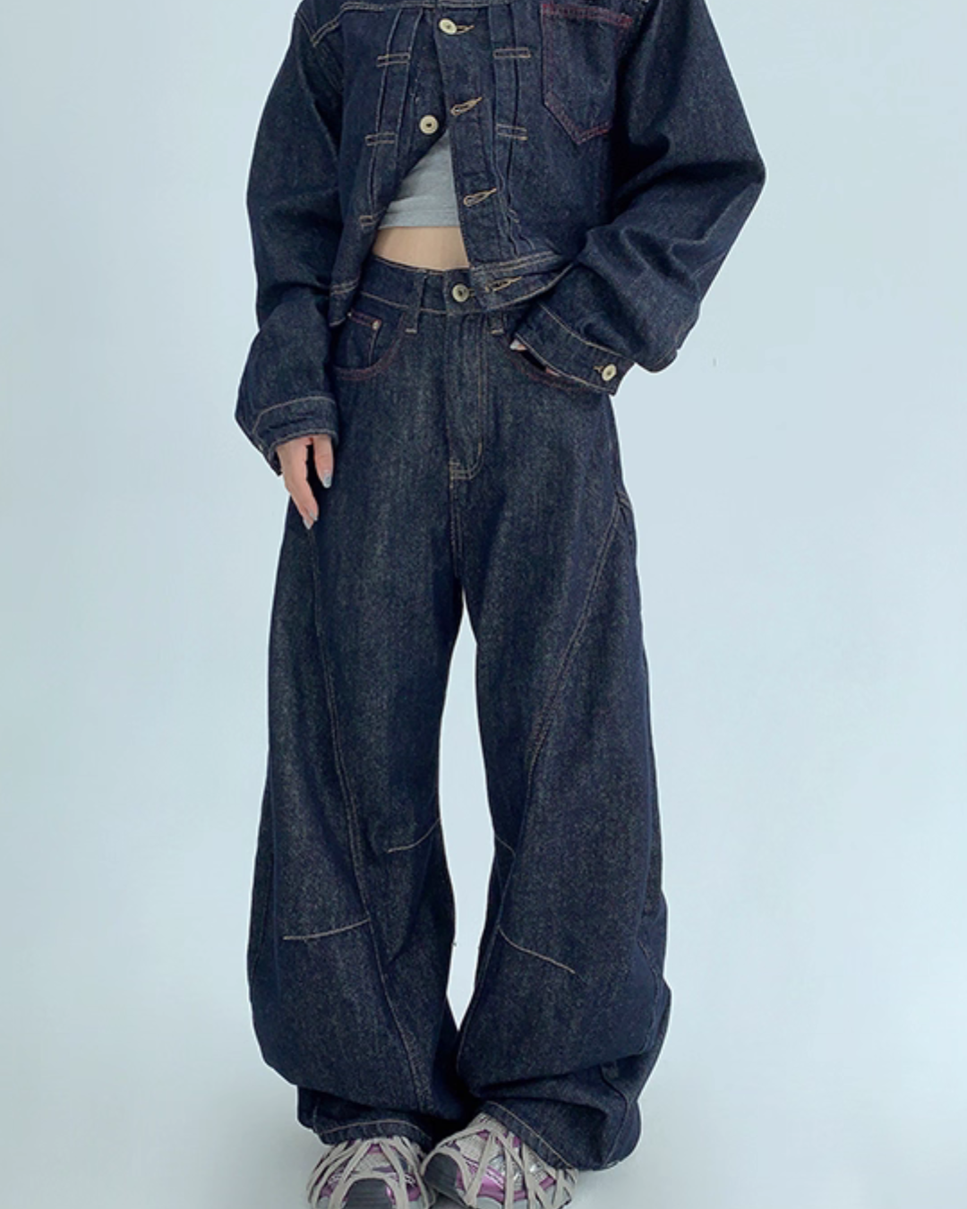 Dark Blue Wide Denim Pants YLS0904