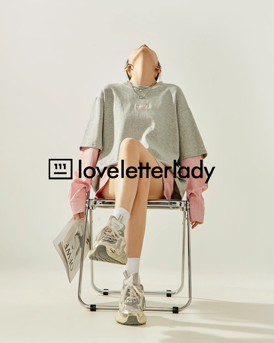 Pink Striped Shirt Layered Short Sleeve T-Shirt LLA0418