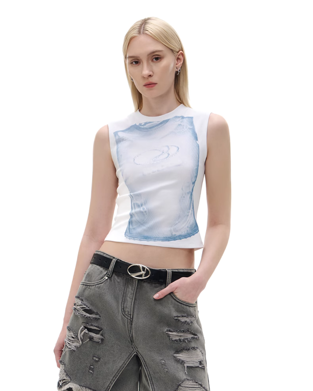 Mock Neck Sleeveless T-Shirt IMX0004