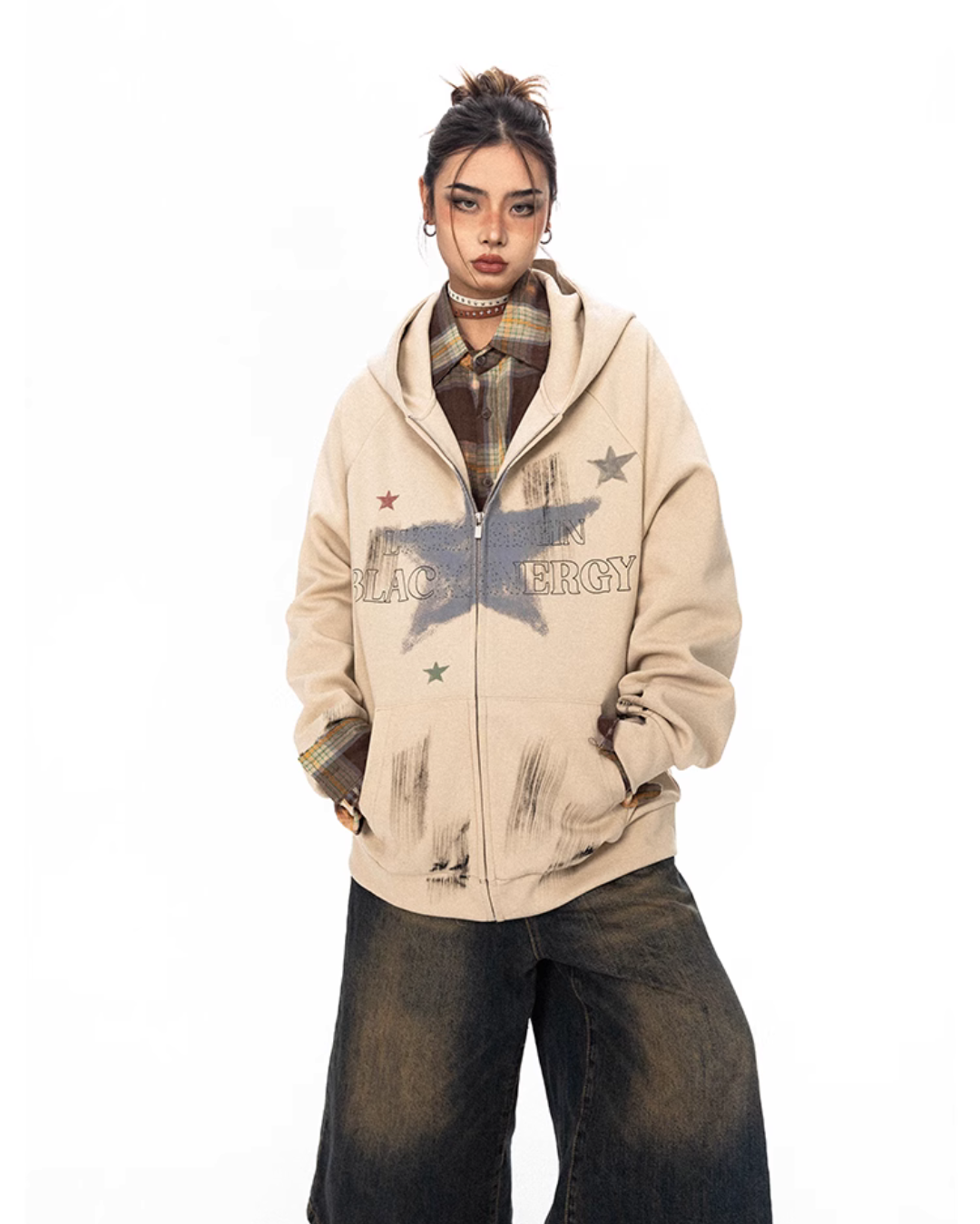 Painted Star Zip Hoodie BLB0009