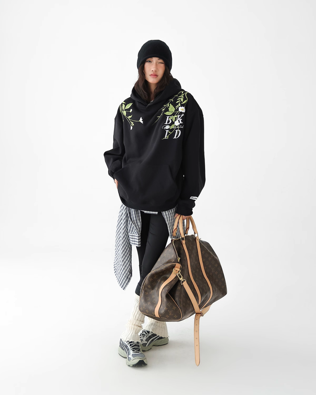 Flower Embroidery Loose Sweat Hoodie ACS0266
