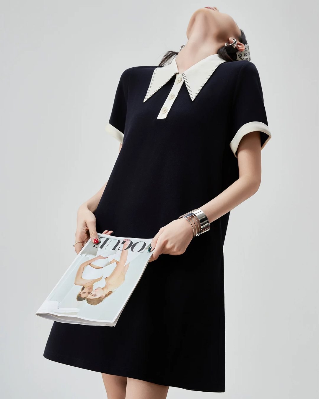 Color-Block Design Polo Dress FER0217