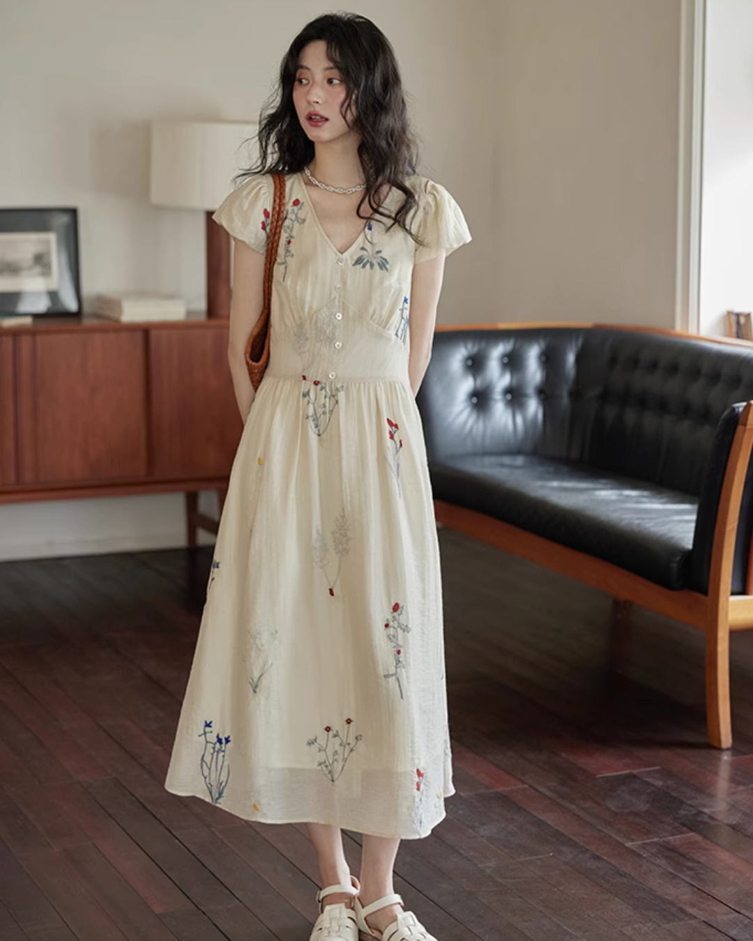 V-Neck Floral Flare Dress SMS0005