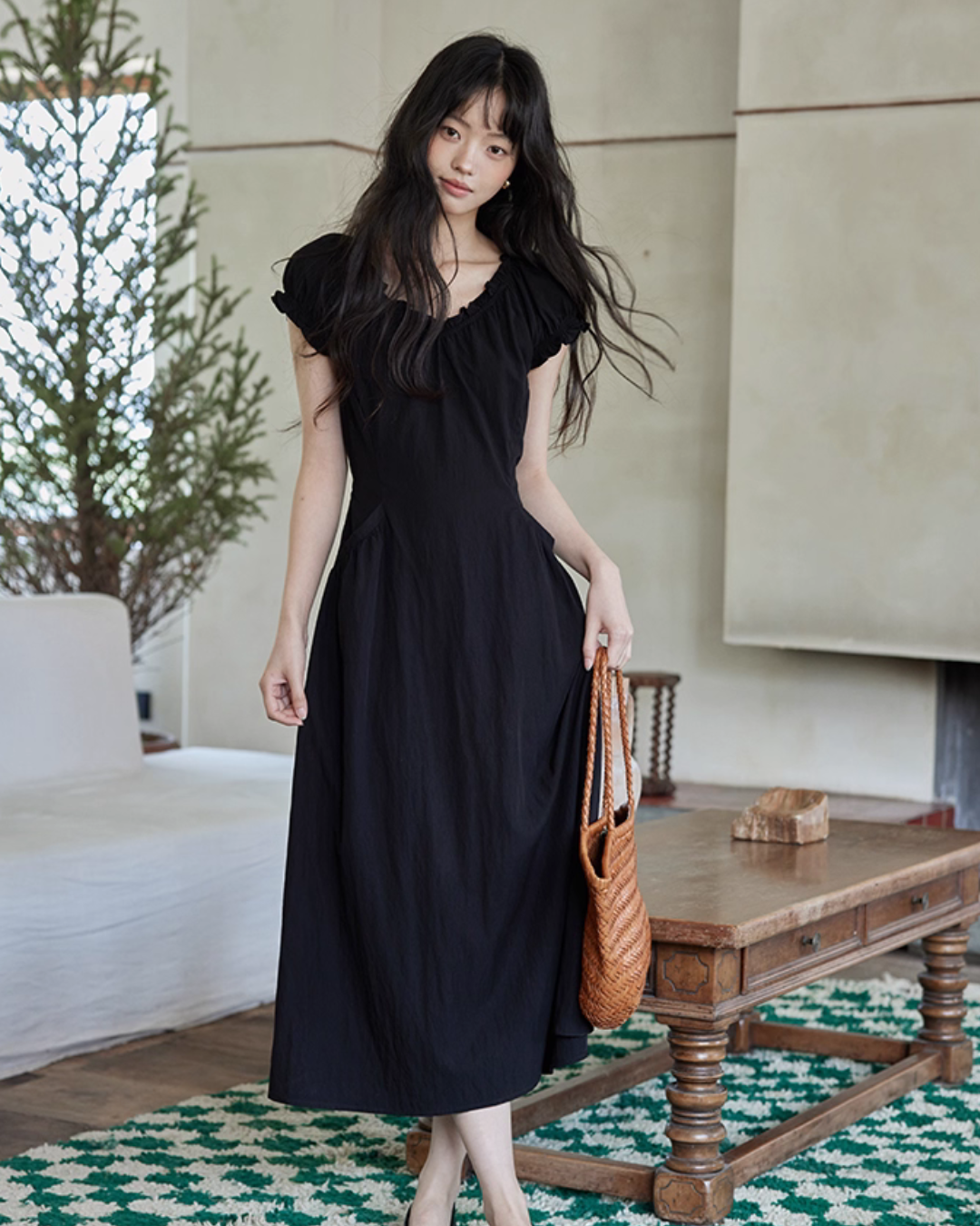 Puff Sleeve Long Dress SMS0023