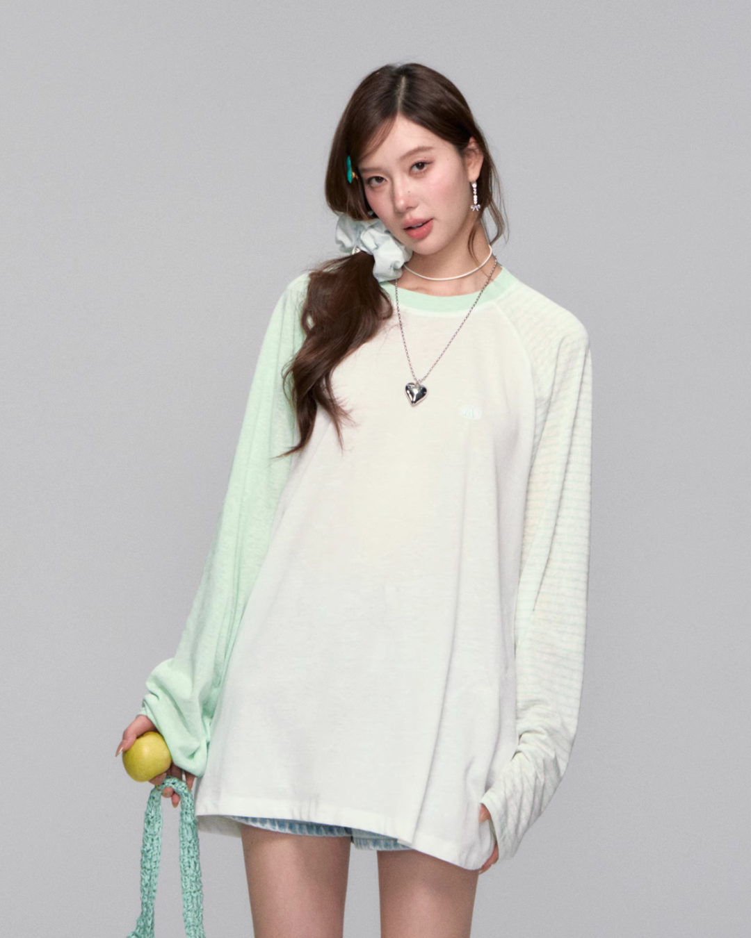 Strip Contrast Raglan Sleeve Tops ASG0046