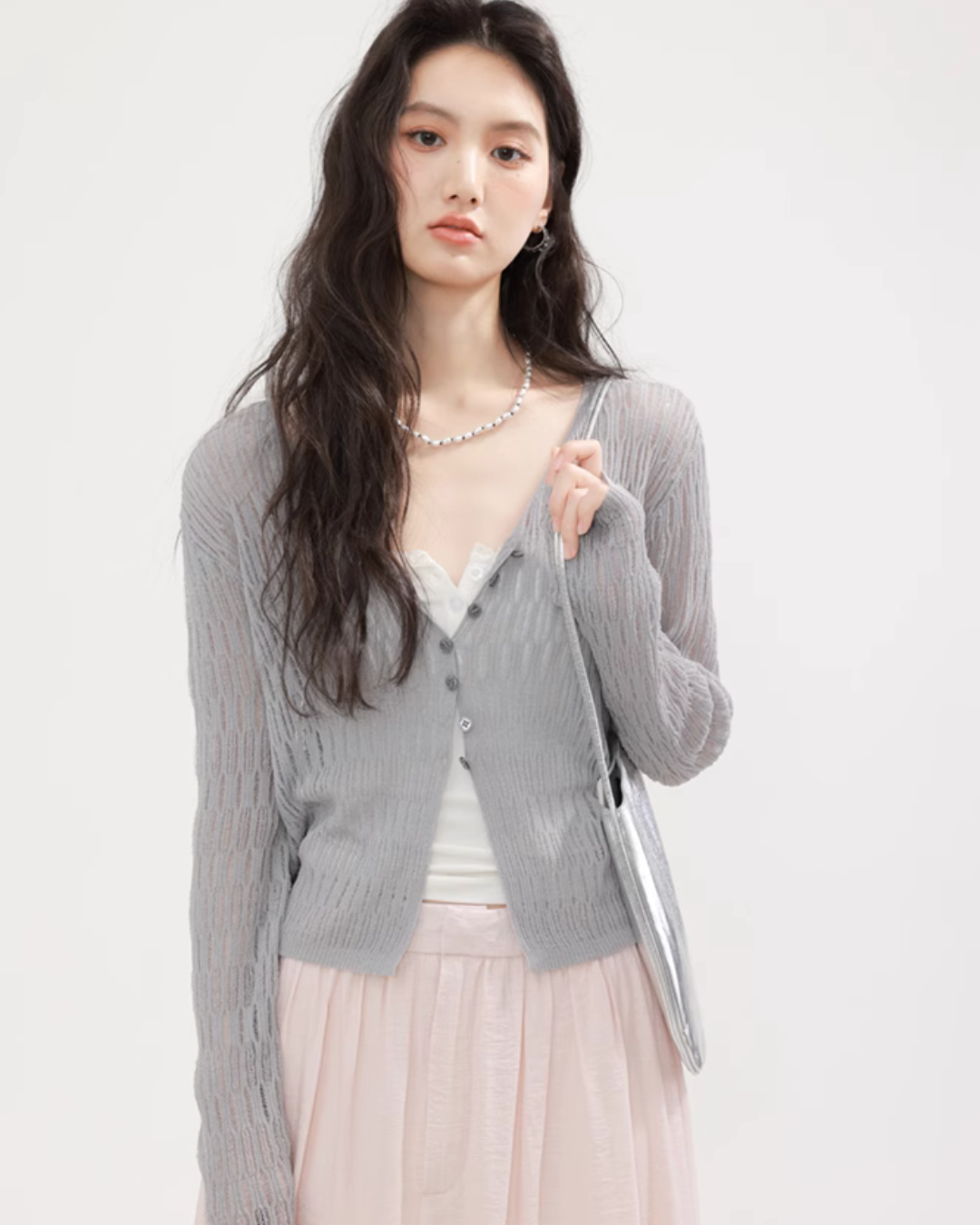 V-neck summer knit cardigan CHS0004