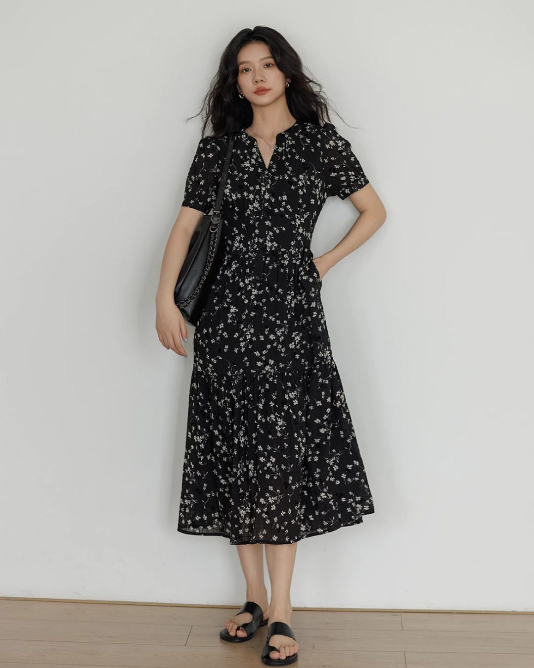 V-Neck Small Floral Dress VAS0078