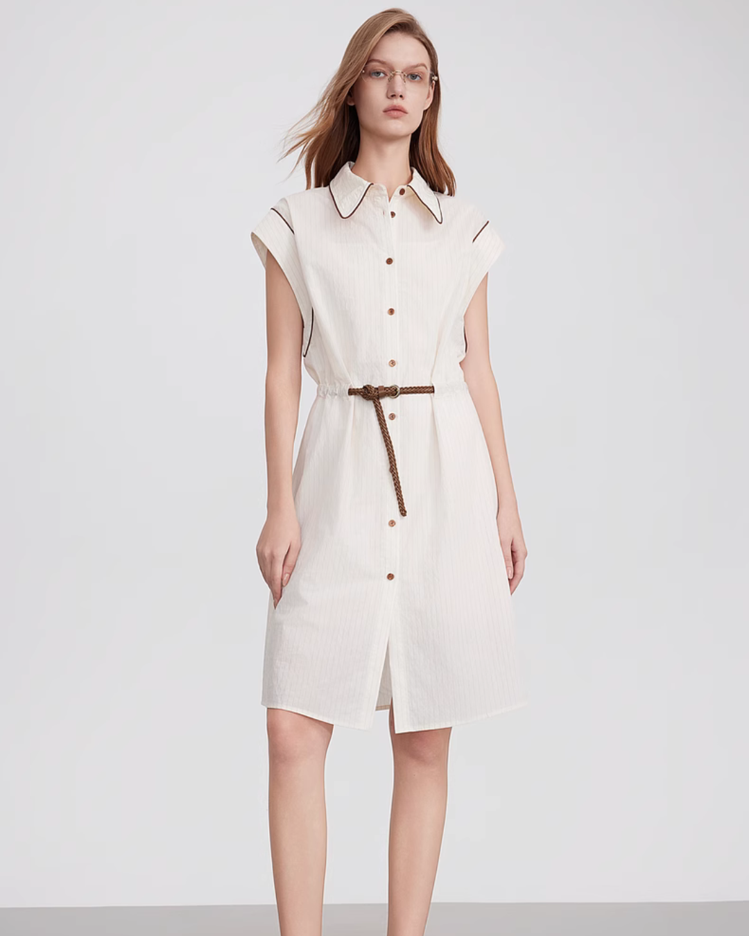 Sleeveless Belt Dress ELE0009