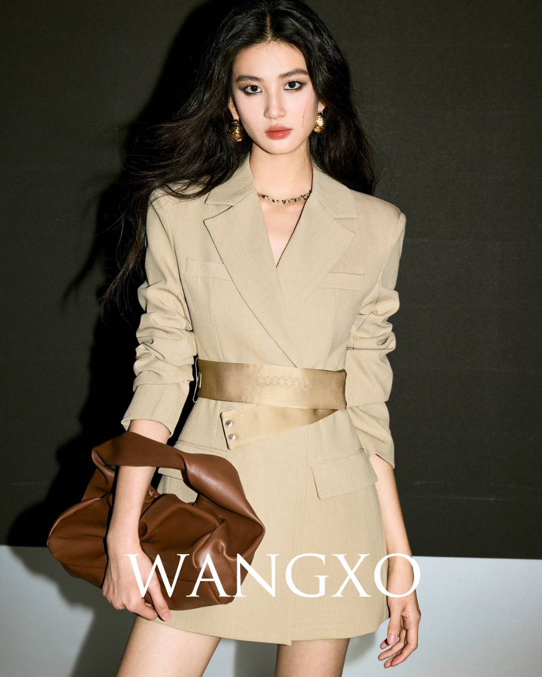 Tailored Satin Waist Belt Dress WNG0003