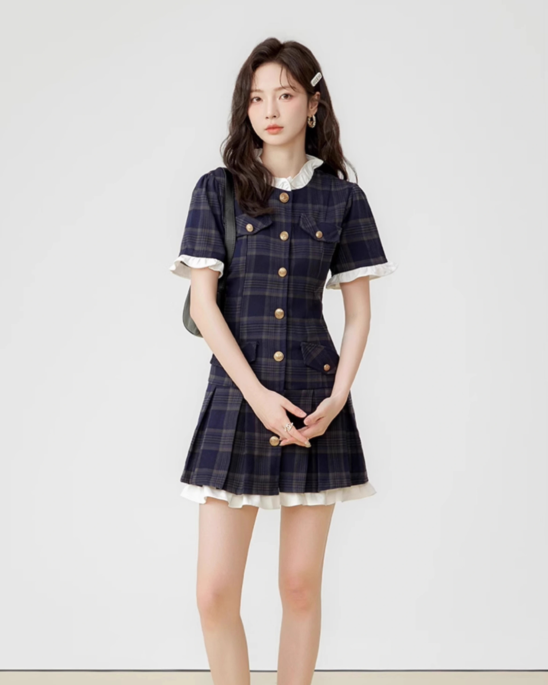 Paid Frill Mini Dress LSN0004