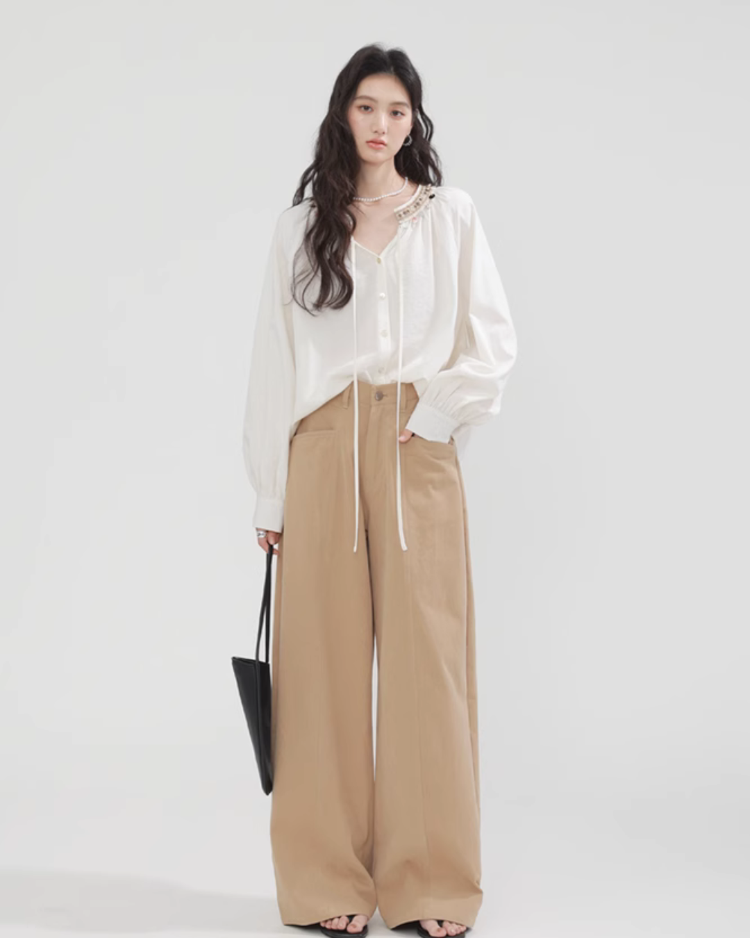 No Collar Balloon Sleeve Top / Vest / Pants CHS0002