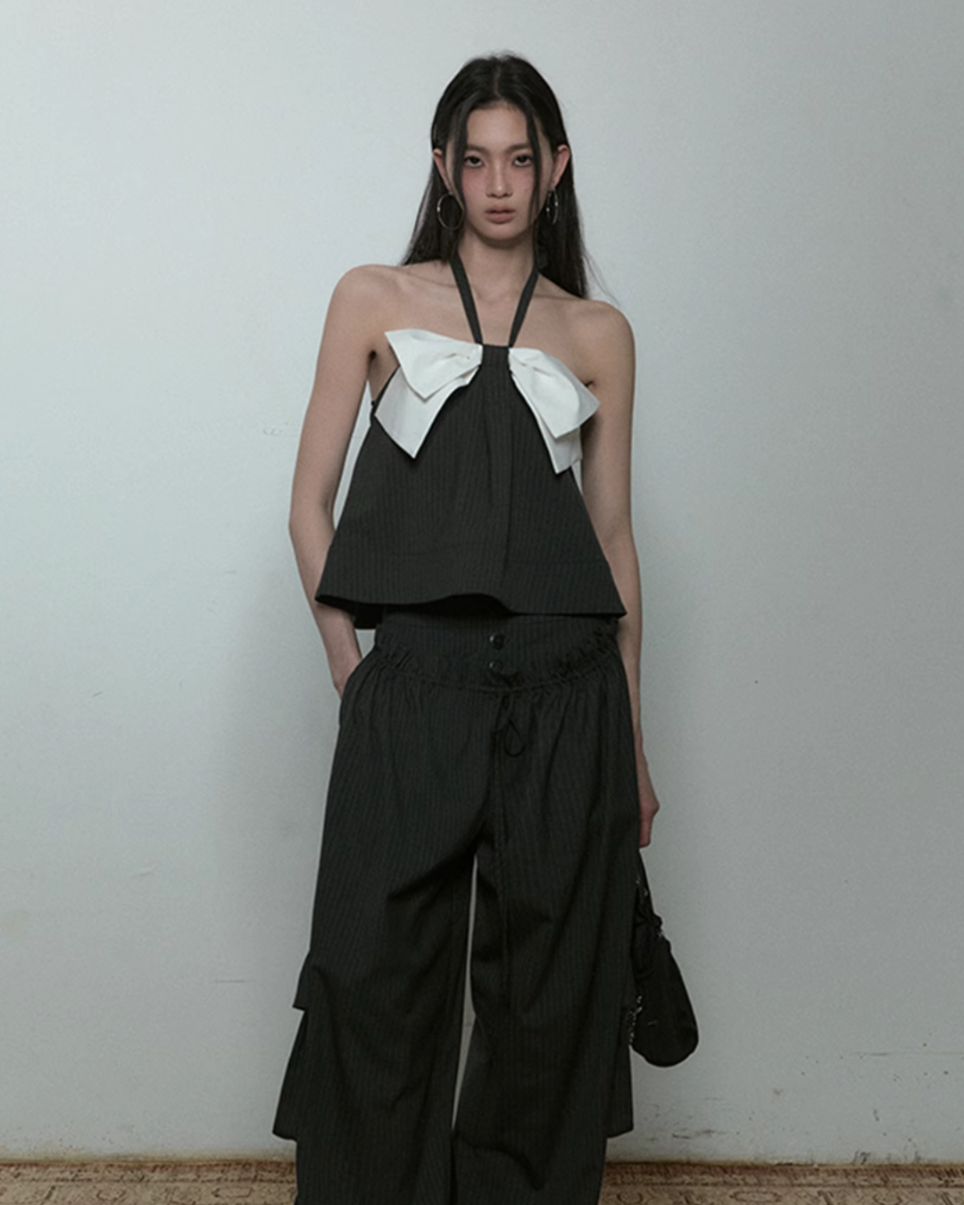 White Ribbon Halterneck Camisole PUC0019