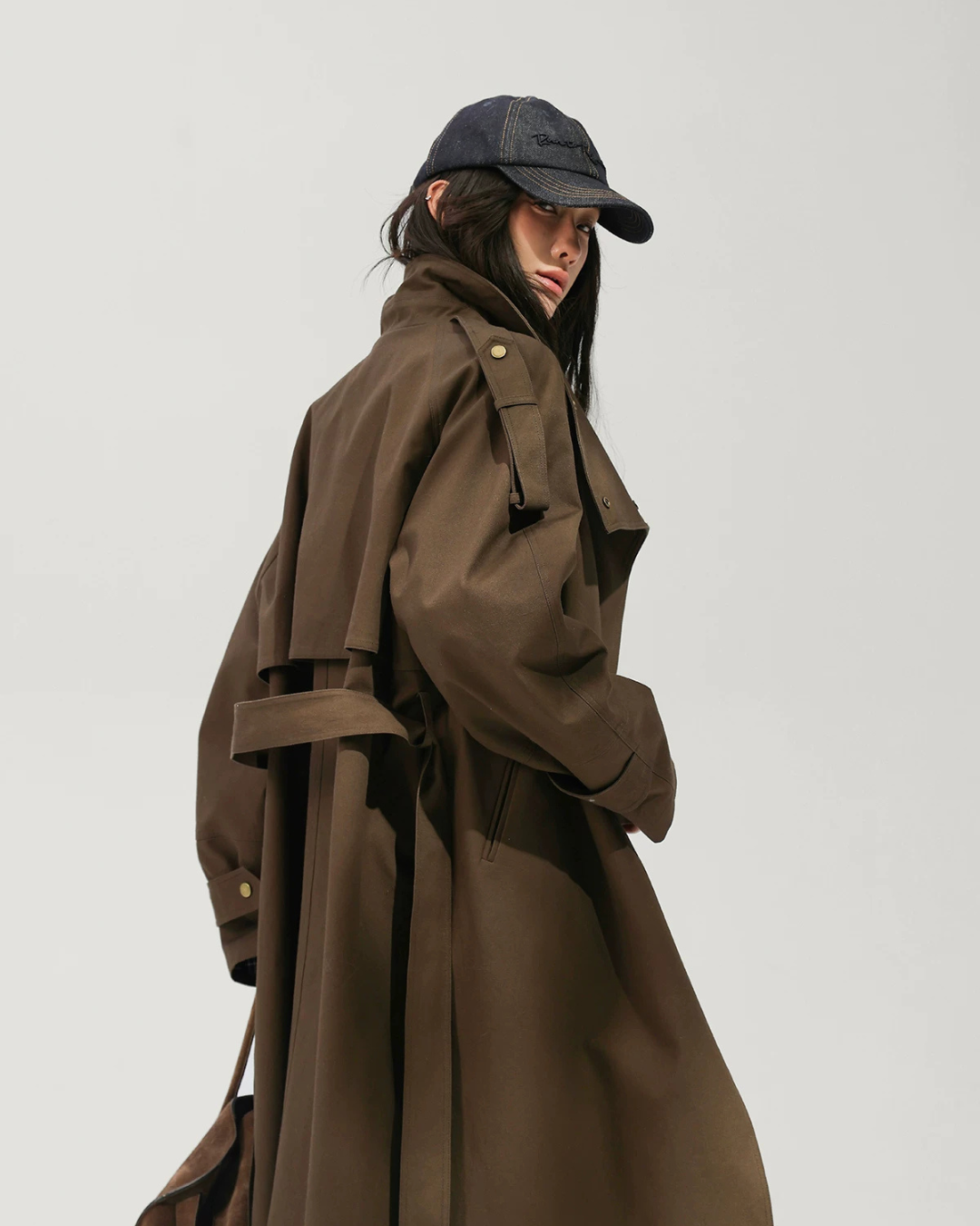 Oversized Stand Collar Long Trench Coat ACS0381