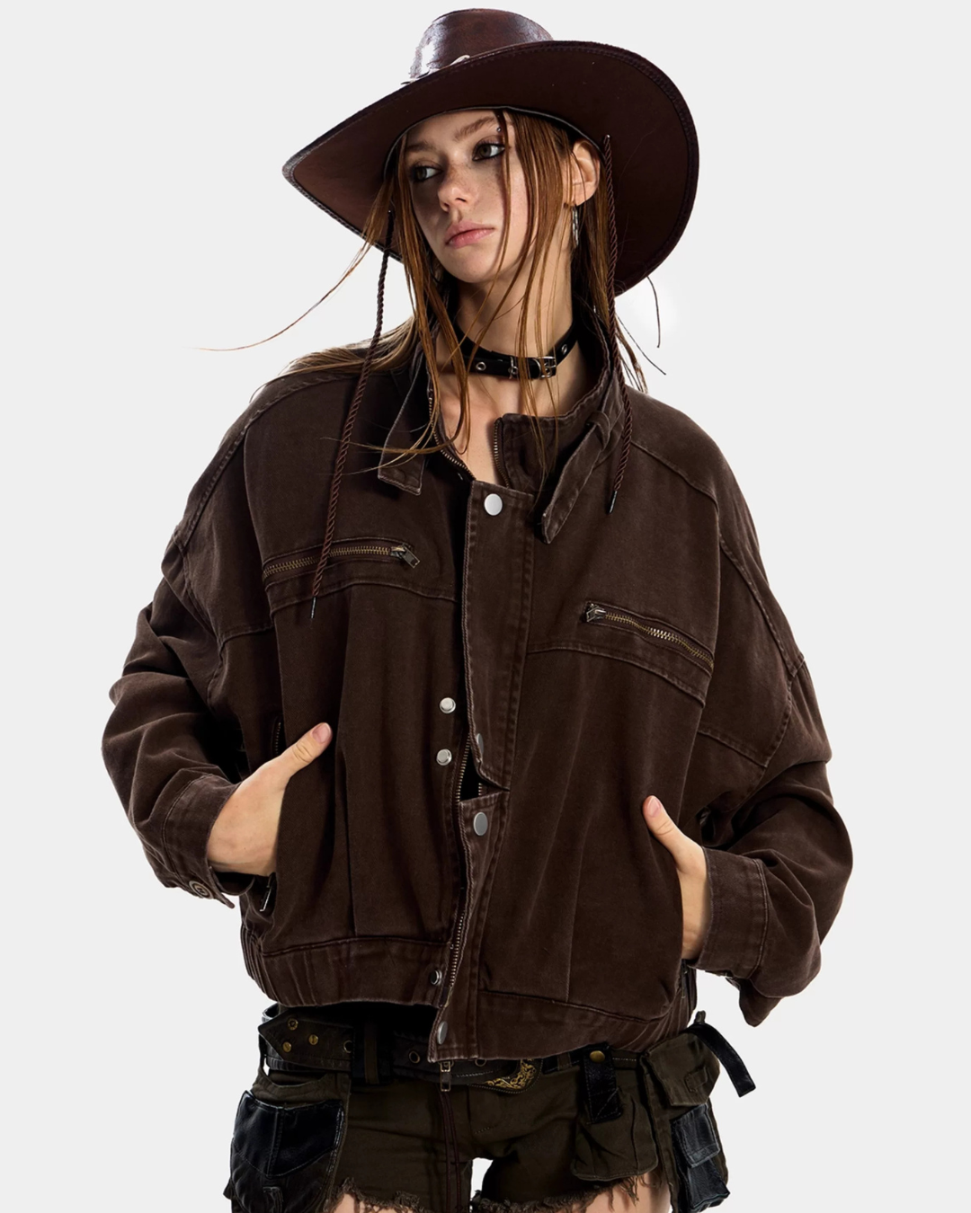 Retro Stand Collar Short Jacket ZTS0019