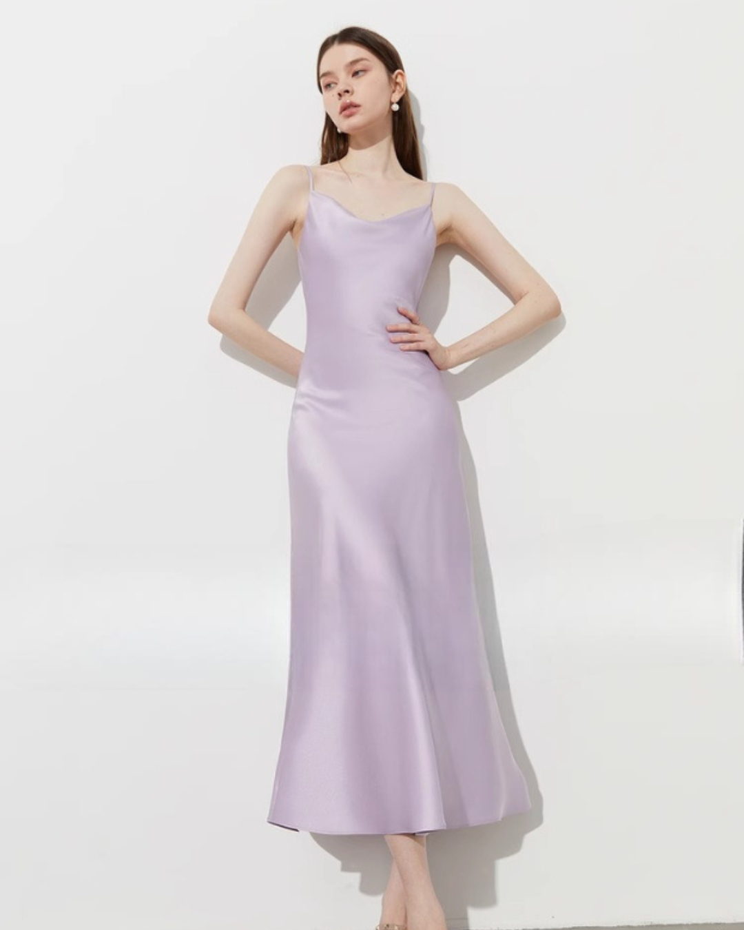 Satin Flare Strap Dress DPY0003