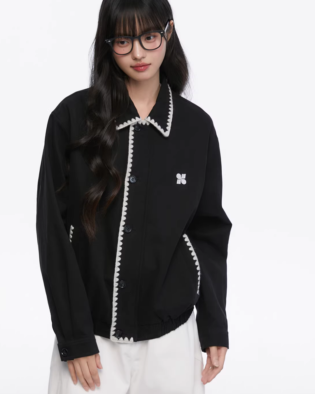 Shell Embroidered Harrington Jacket KIP0004