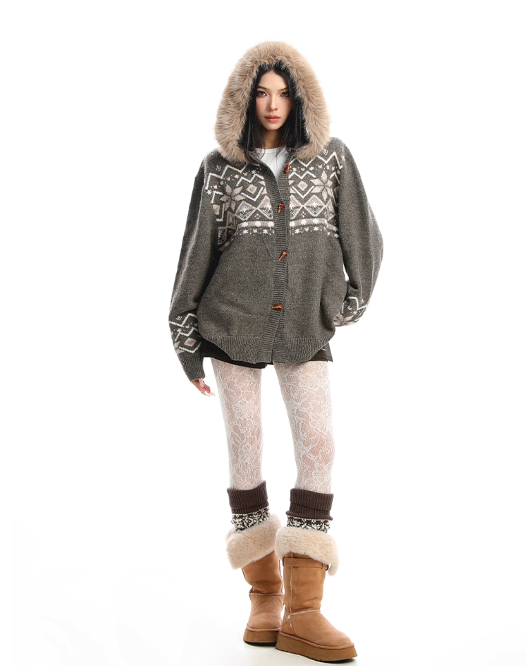 Nordic Tong Knit Cardigan BGS0033